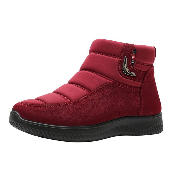 

women winter warm fur plush insole boots casual leisure thick bottom zipper flat cotton shoes woman warmer hiking snow boots, Black