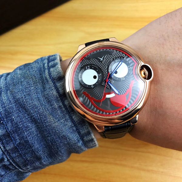 

new style luxuxry automatic movement cart men watch color dial leather band male clock ing, Slivery;brown