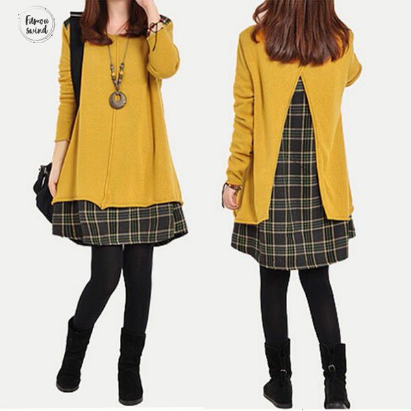 

платье осени женщины plaid срощенной короткий зимний длинный рукав вокруг шеи сыпучие вскользь партия cap рукава женские платья дизайнер оде, Black;gray