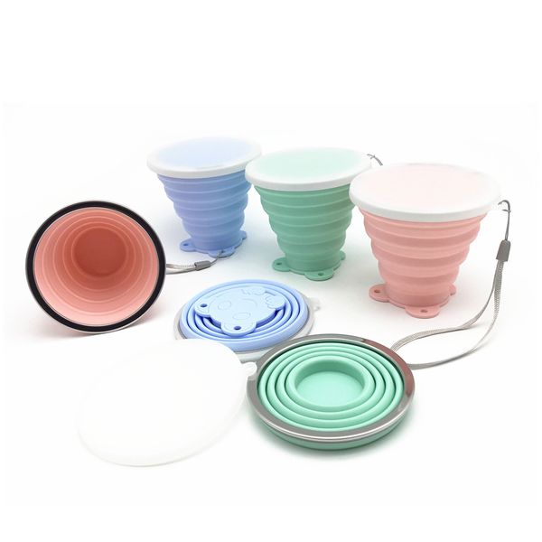 

силиконовые collapsiblec250ml 8.8oz многоразовых складной camping кубок выдвижного кубок герметичная чашка портативная для спорта на открыто