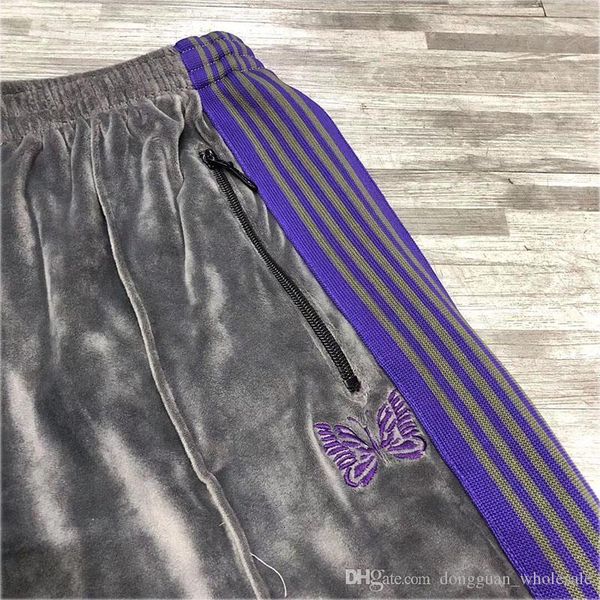 

streetwear awge игла sweatpants бабочка вышивка бархотка полосатого иглы ag брюки лучшего качество awge joggers sweatpants горячая продажа, Black