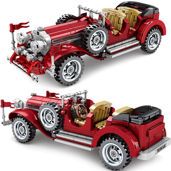 

mechanical retro classic car technology series racing model diy children puzzle collage building block toys 701650