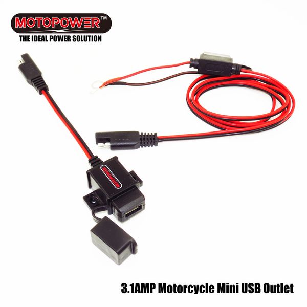 

MOTOPOWER MP0609A 3.1Amp Водонепроницаемый мотоцикл USB Зарядное устройство Комплект SAE to USB А