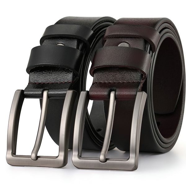 

new fashion style pin buckle business leather belt for men, Black;brown