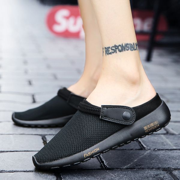 

men's shoes 2019 new summer breathable slippers hollow fashion hole shoes men's casual slippers large size, Blue;gray