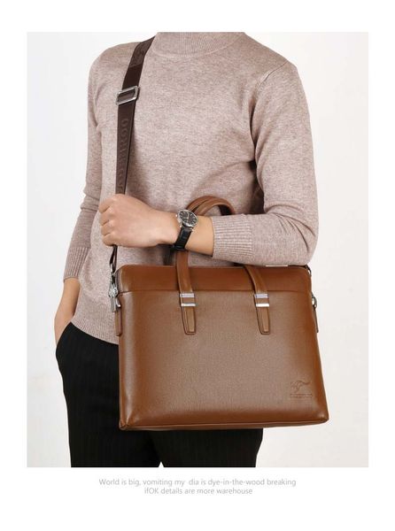

leather bison denim genuine leather business 14\" laphandbag zipper crossbody bag cowhide men's messenger bags n2774