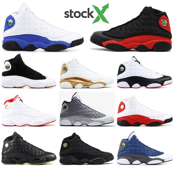 

luxury new air jordan shoes 13 island green bred chicago flint men basketball shoes 13s he got game melo sneakers with socks, White;red