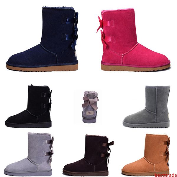 

2020 new wgg women's australia classic kneel ankle boots black grey chestnut navy blue women girl boots size us 5-10