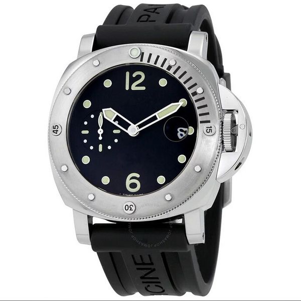 

New brand fa hion 01024 automatic machinery men 039 black dial tainle teel ca e black rubber trap 44mm, Slivery;brown