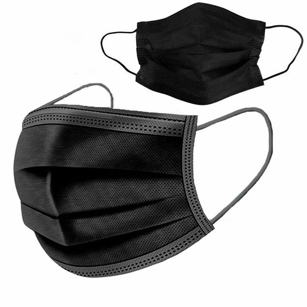 

100шт одноразовая маска для лица 3 слоя не n95 респиратор для лица профессиональная маска анти загрязнение пылезащитные маски черные маски