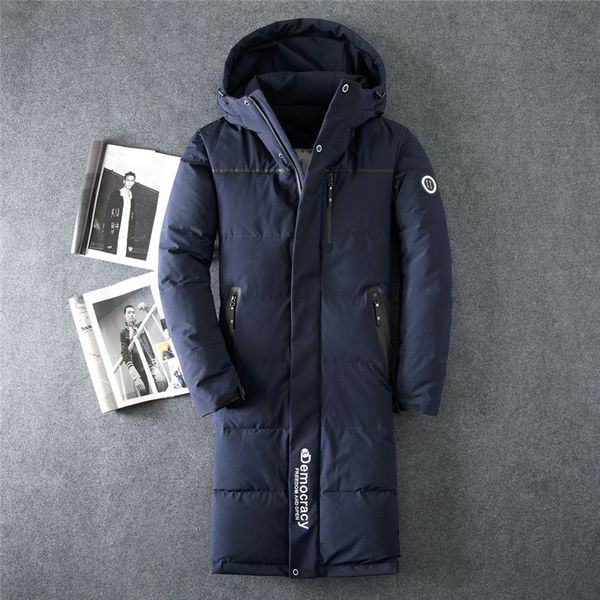 

2019 new winter jacket men x-long down jacket male thick parka slim coat mens clothing overcoat casaco masculino men clothes, Black