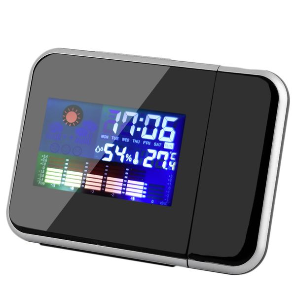 

1pc 2017 домащний цифровой жк-экран метеостанция прогноз календарь проектор будильник