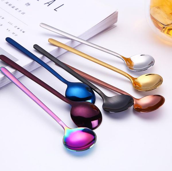 Tea Spoon Coffee Round Head Colorido Mini aço inoxidável Colher 304 Sobremesa colher de café de Promoção SN4437