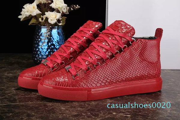 

luxurious arena sneakers shoes outdoor casual flats fashion men black,red python leather kanye west trainers walking factory wholes c20