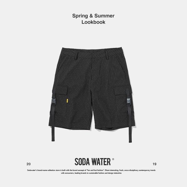 

soda water mens clothing casual pockets shorts streetwear mens casual shorts striped shirts 9318s, White;black