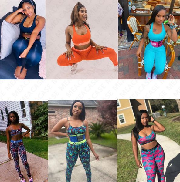 

women designer swimsuit 2 piece set trendy sports bra vest pants leggings swimwear floral solid color tankinis tracksuit d7203, White