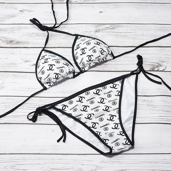 

Fa hion women bikini et wim uit letter printed brand bikini bathing uit ummer beach two piece wimwear