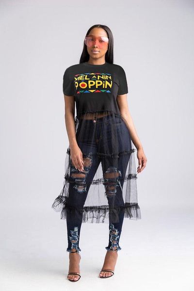 

women's dress printed dress splicing mesh neck explosive princess perspective one-piece style new round tecoj, Black