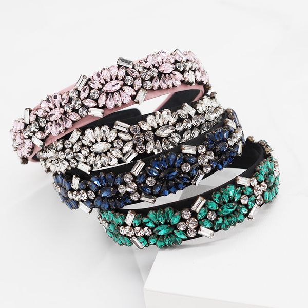 

street beat gorgeous wild exaggerated headband new baroque long strip rhinestone particles fashion headband 524, Golden;white