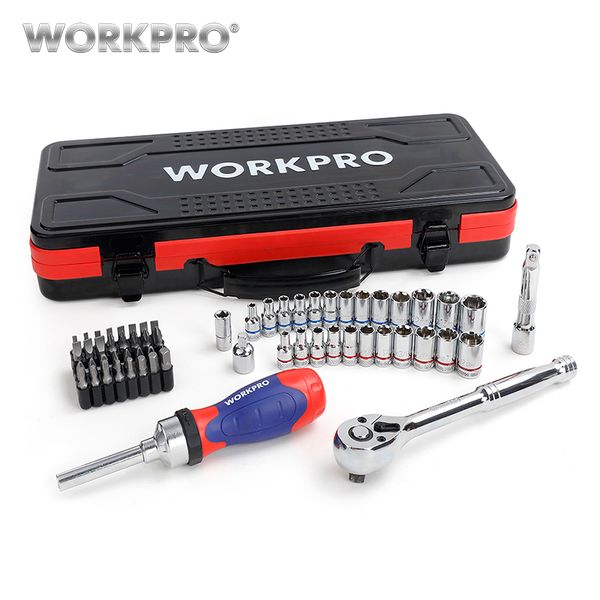 

workpro 62pc metal box tool set car repair tool kits home tools 1/4" 3/8" dr. sokcet set ratchet torque wrench