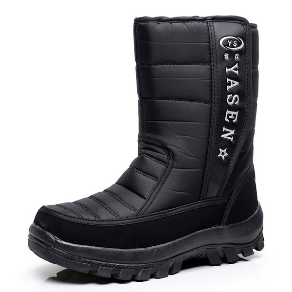 

men snow boots 2019 men winter shoes warm waterproof non-slip platform boots for men botas de hombres size 40 - 45, Black