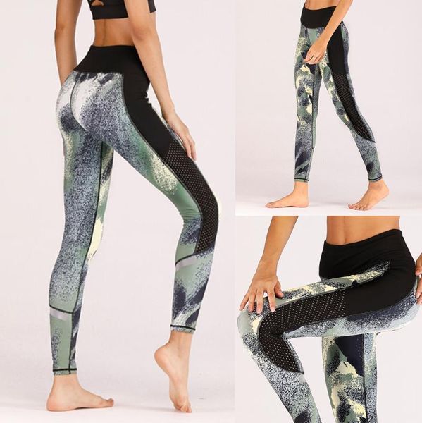 

yoga pants ladies printed reflective strips and high waist hip and stretch sport leggings women fitness legins push up gym green, White;red