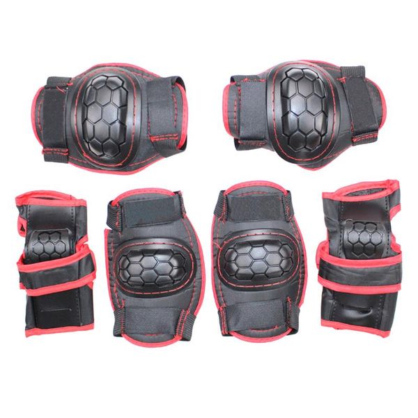 

6pcs kids hand guard knee elbow wrist bicycle outdoor sports ice skate roller adjustable skating protective gear set gift safety, Black;gray