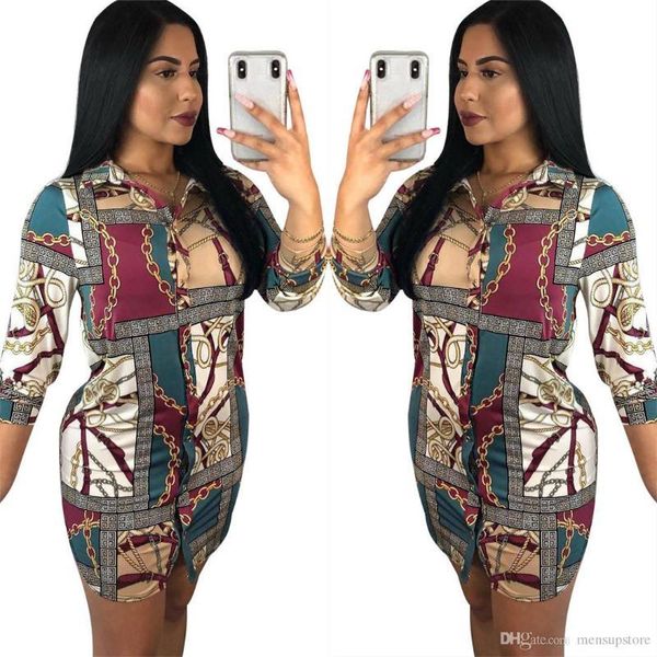 

designer shirt dress spring summer clothes fashion casual dresses single breasted clothing women big chains, Black;gray