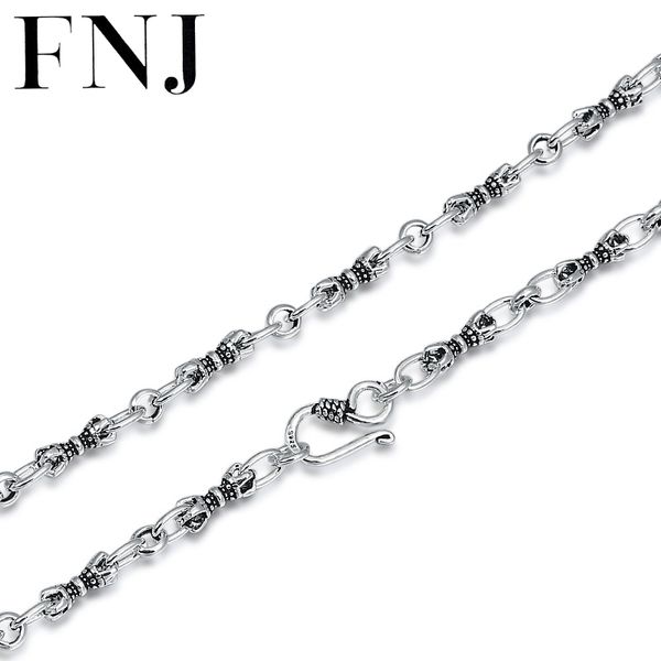 

fnj 4.5mm link chain necklaces 925 silver long 45cm to 70cm vajra fine original s925 silver men necklace for jewelry making