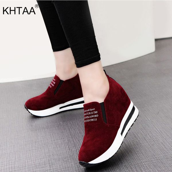 

khtaa flock lady sneakers casual black/red low heels women sneakers platform shoes height increasing shoes drop shopping 2019 mx190723