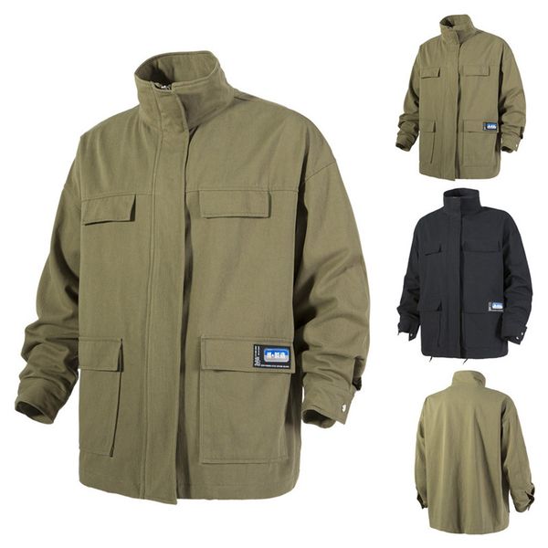 

jaqueta masculino полиэстер сплошной цвет осень повседневная мода чистый цвет молнии плюс размер пальто куртки chaqueta hombre a55, Black;brown