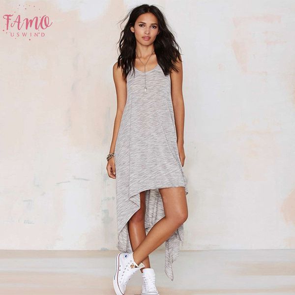 

quick sell women long dress new fashion o neck through the sleeveless solid gray color loose regular dress 9112, Black;gray