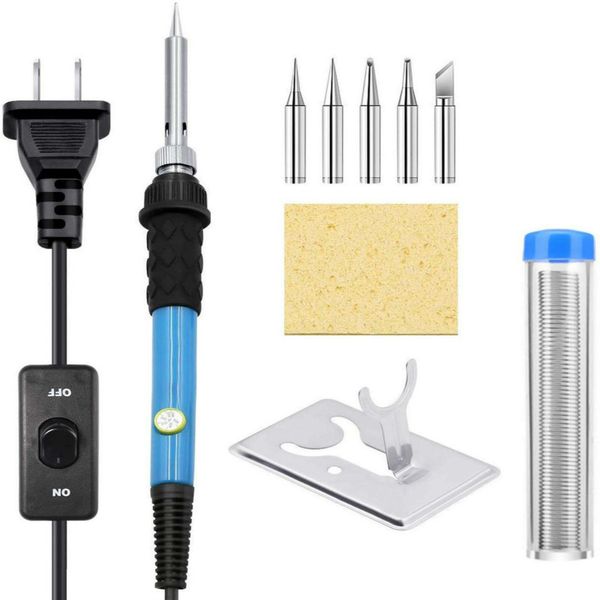 

soldering iron kit 60w adjustable temperature welding tool with on-off switch rarlight 9-in-1 soldering kits optional