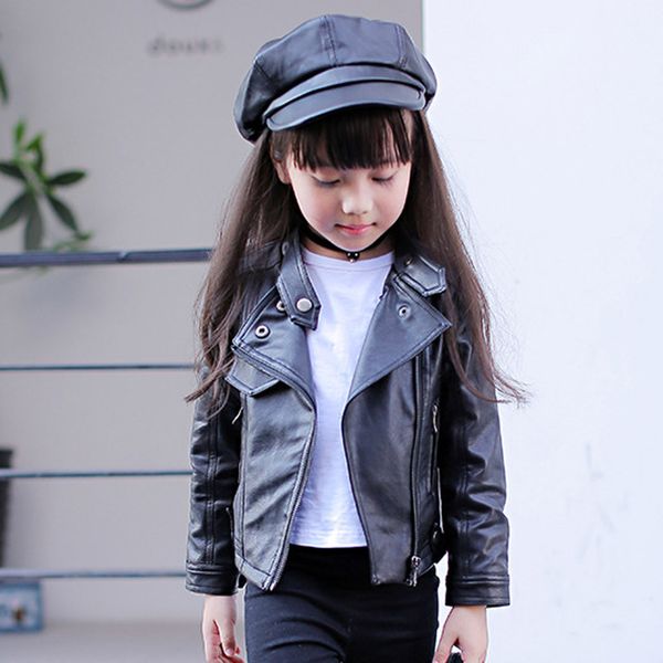 

Toddler Baby kids jacket Girls Boys Long Sleeve Solid Outwear leather jacket for girls coat Short Jacket coats kids Clothes, Red