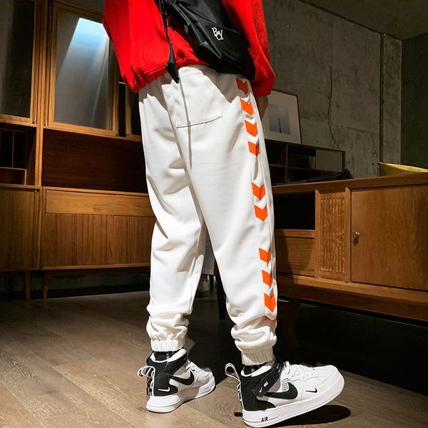 

mens designer joggers pants large size breathable sweat-absorbing fashion trousers contrast color fitness pants printed running pants, Black