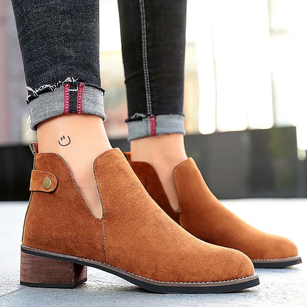 

women's ankle fashion winter med slip on flock punk pointed toe belt split boots, Black