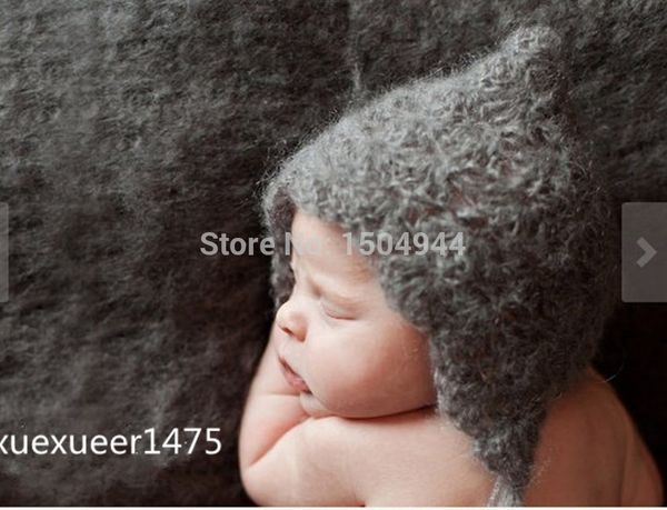 

manual baby hand woven mohair hat, flower shower cap, baby pgraphy props, Yellow