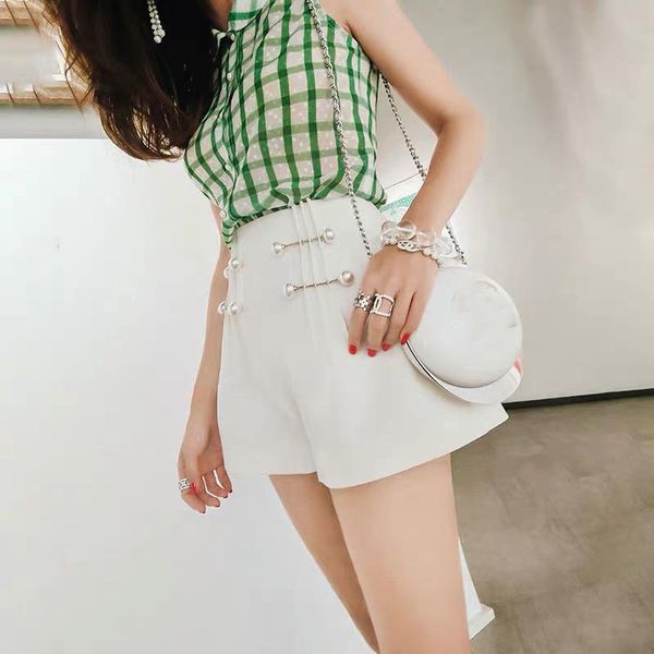 

2019 summer new women pearl white shorts rmsx 5.19, White;black