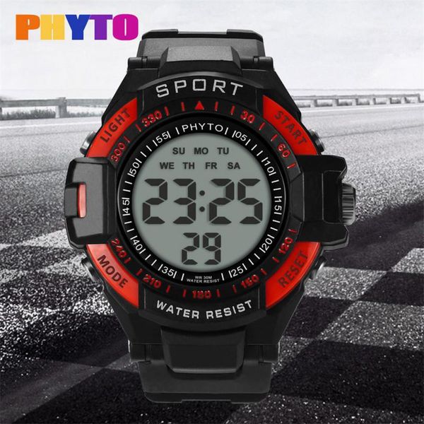 

brand men sports watches fashion countdown men's waterproof led digital watch man clock relogio masculino, Slivery;brown