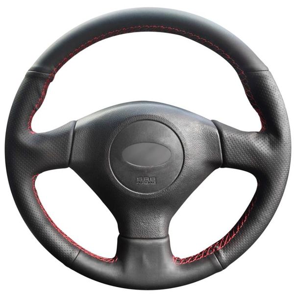 

hand sew black genuine leather car steering wheel cover for legacy impreza 2004 saab 9-2x 2005 2006