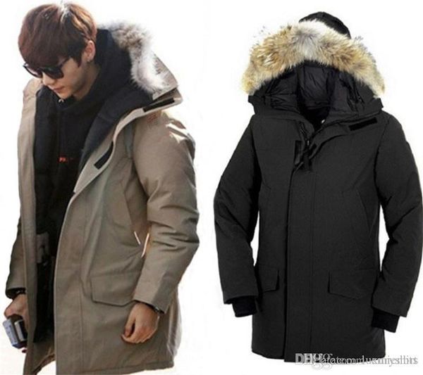 

winter designer mens down parka plus size fur hooded canada male down jacket thick big windbreaker mens clothing, Black