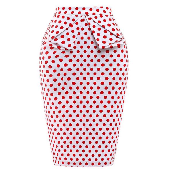 

2019 women skirt fashion high waist polka dot printed bow skirt pleated summer beach pencil skirts womens jupe femme 0729, Black