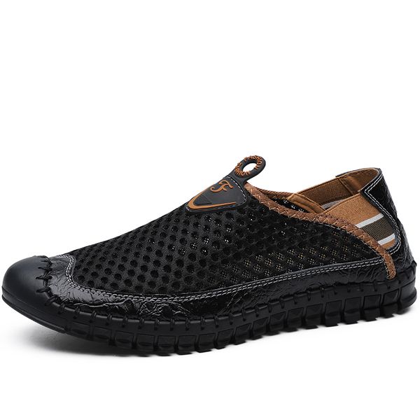 

new summer men shoes fashion lightweight slip-on breathable mesh shoes men's casual zapatos hombre footwear size 38-48, Black