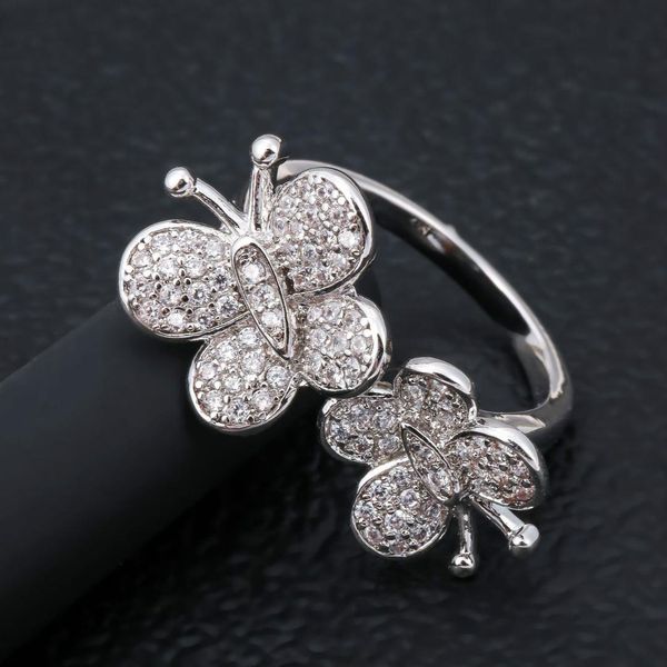 

европейские и американские взрывы золотое кольцо творческий циркон бабочка кольцо пятно, Slivery;golden