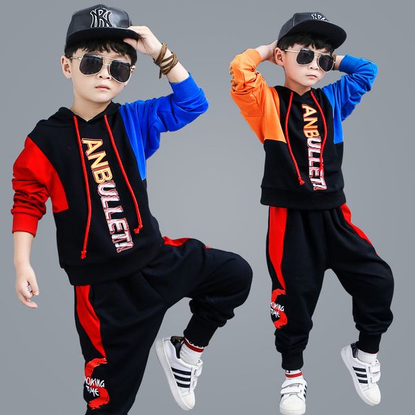 

2020 children's clothing autumn kid boys sports fashion suit boys clothes high qulity sweatshirt hoodies + pants kids tracksuit, White