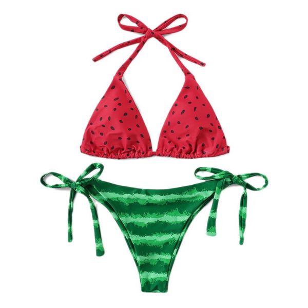 

women's swimming suit bikini swimsuit 2019 swimwear women's 2 piece watermelon print split swimsuit bikini beachwear