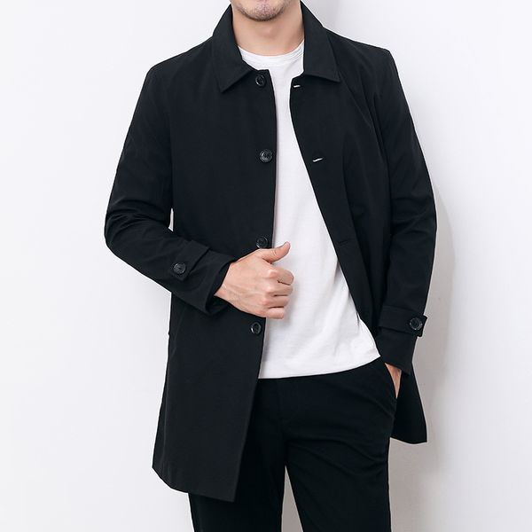 

autumn winter casual mens overcoat thick windbreaker coat plus size long black trench coat male outerwear boys trench xxxl 4xl, Tan;black