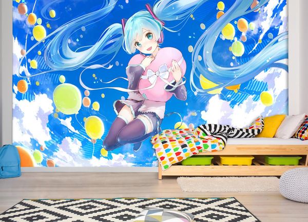 

self-adhesive] 3d hatsune miku 256912233 japan anime wall paper mural wall print decal murals