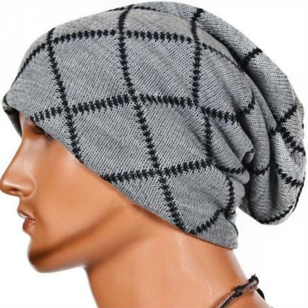 

fashion autumn winter knitted hats caps warm skullies beanies solid hip-hop snap slouch bonnet hat gorro men women, Blue;gray