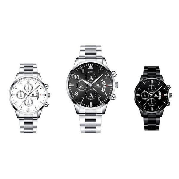 

shaarms men military sport watch luxury stainless steel band quartz watches fashion business wristwatch relogio masculino sa6060 ly191226, Slivery;brown